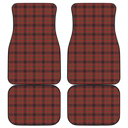 Red And Yellow Tartan Pattern Print Front and Back Car Floor Mats