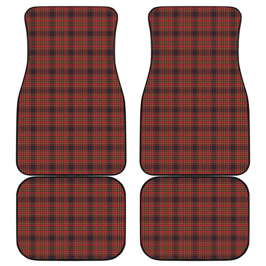 Red And Yellow Tartan Pattern Print Front and Back Car Floor Mats