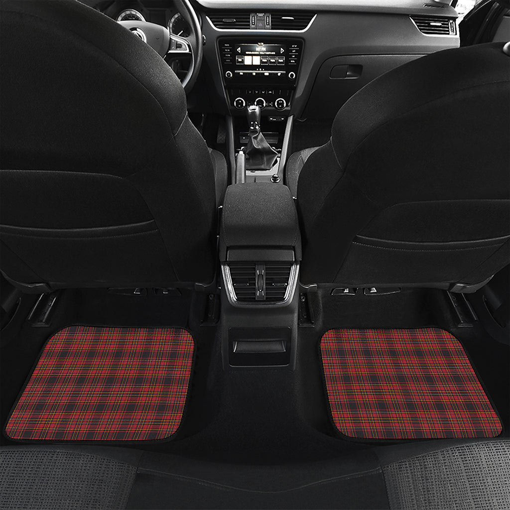 Red And Yellow Tartan Pattern Print Front and Back Car Floor Mats