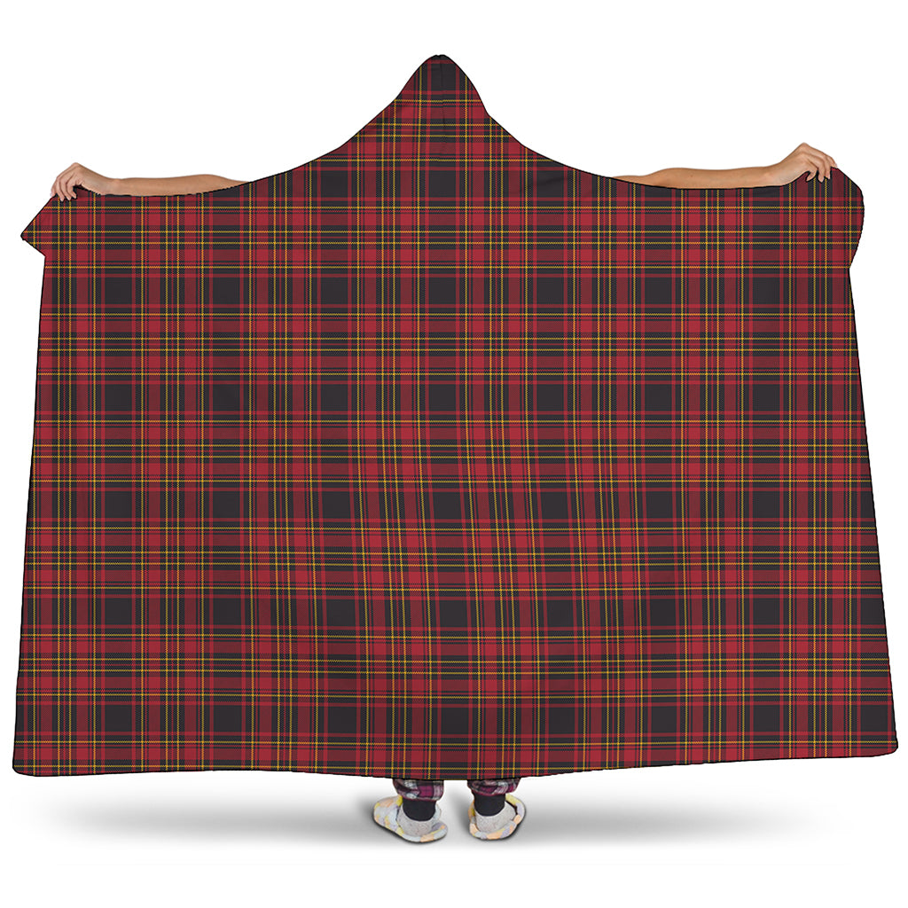 Red And Yellow Tartan Pattern Print Hooded Blanket