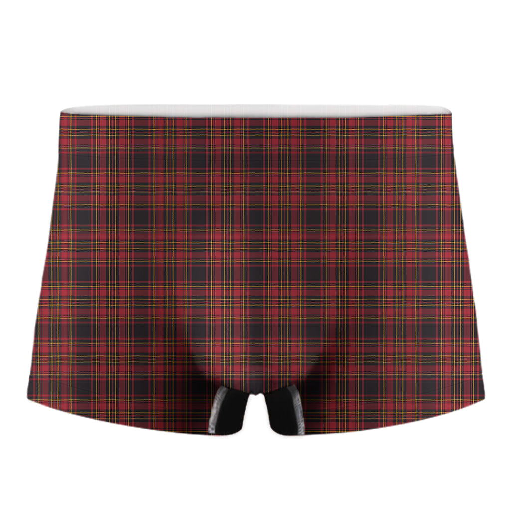 Red And Yellow Tartan Pattern Print Men's Boxer Briefs