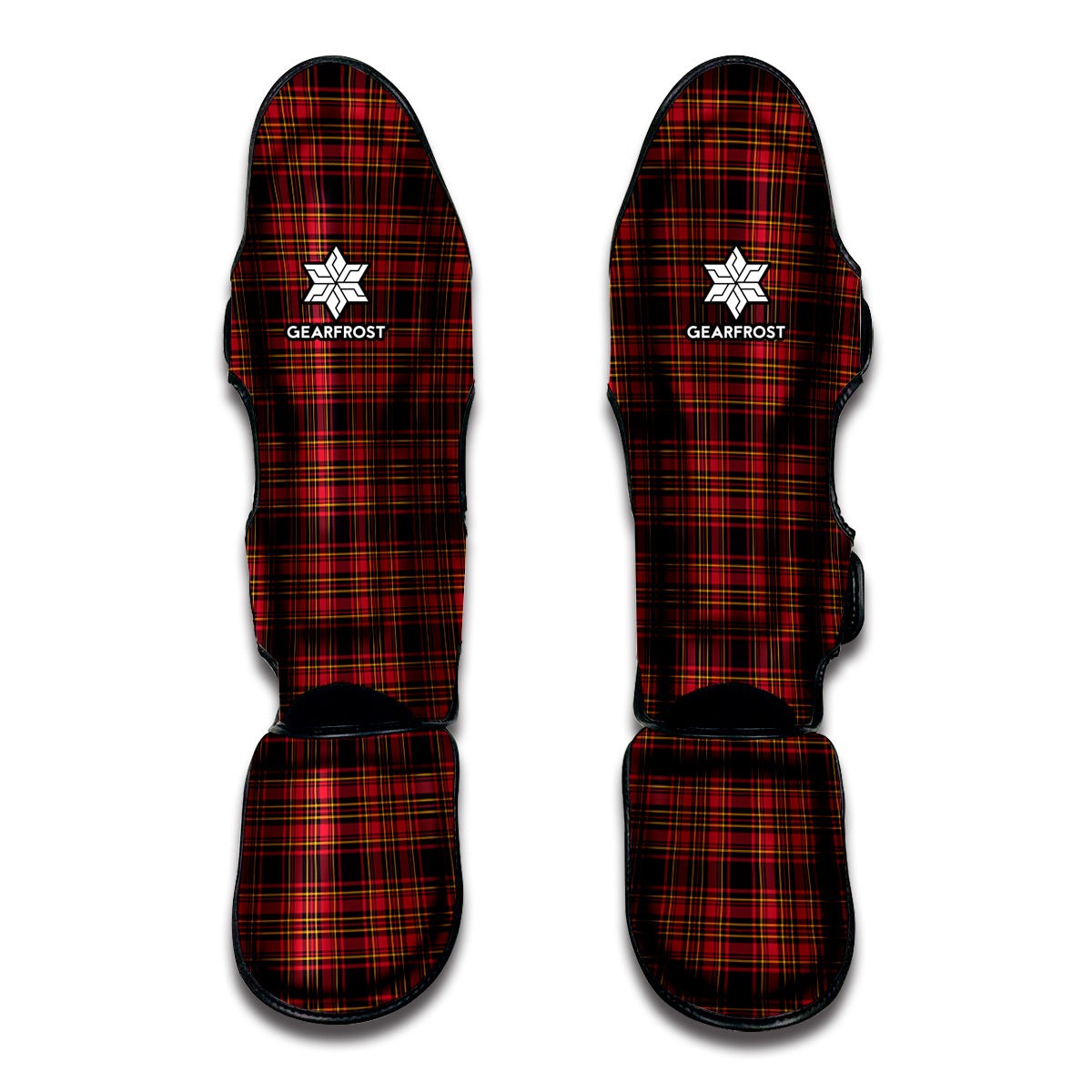 Red And Yellow Tartan Pattern Print Muay Thai Shin Guard