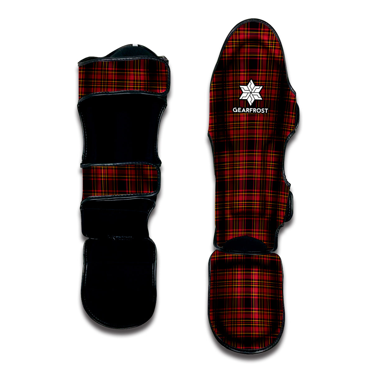 Red And Yellow Tartan Pattern Print Muay Thai Shin Guard