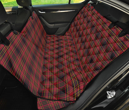 Red And Yellow Tartan Pattern Print Pet Car Back Seat Cover