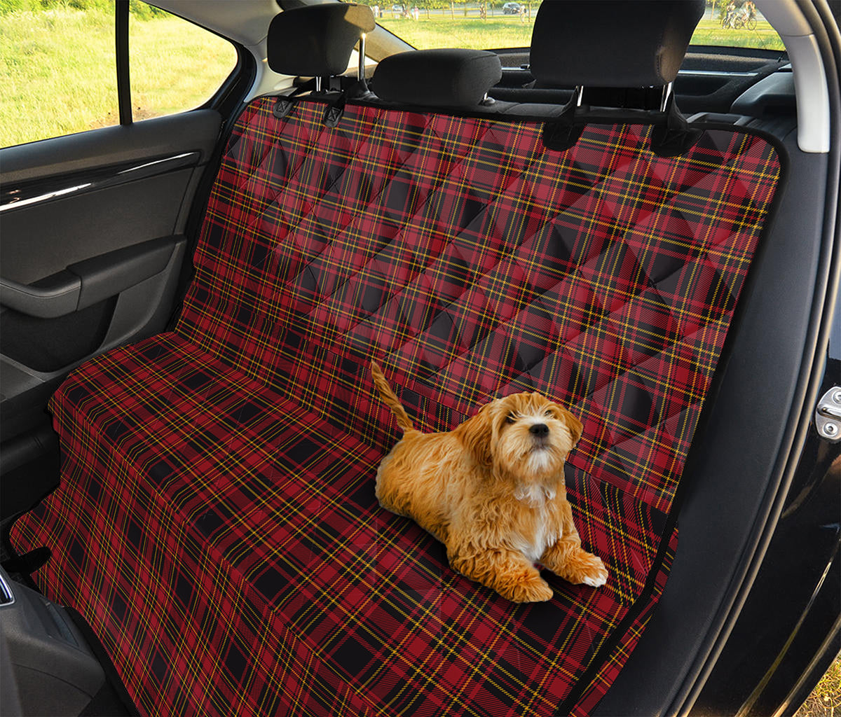 Red And Yellow Tartan Pattern Print Pet Car Back Seat Cover