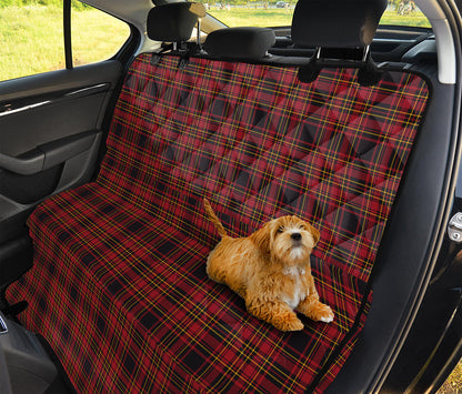 Red And Yellow Tartan Pattern Print Pet Car Back Seat Cover