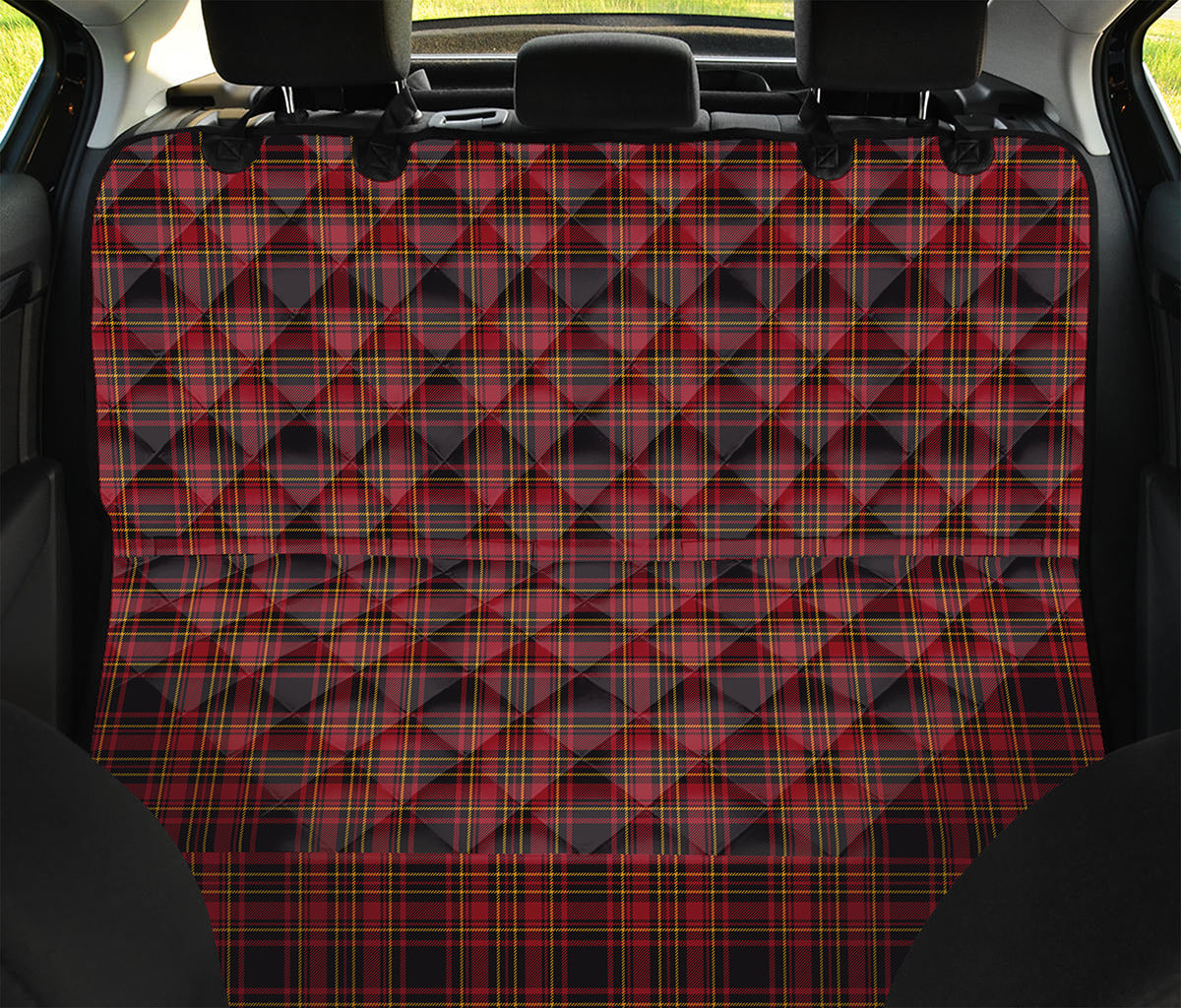 Red And Yellow Tartan Pattern Print Pet Car Back Seat Cover