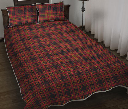 Red And Yellow Tartan Pattern Print Quilt Bed Set