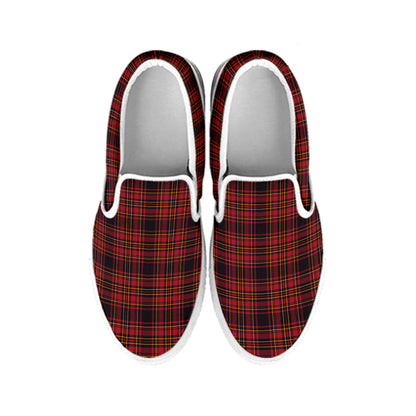 Red And Yellow Tartan Pattern Print White Slip On Shoes