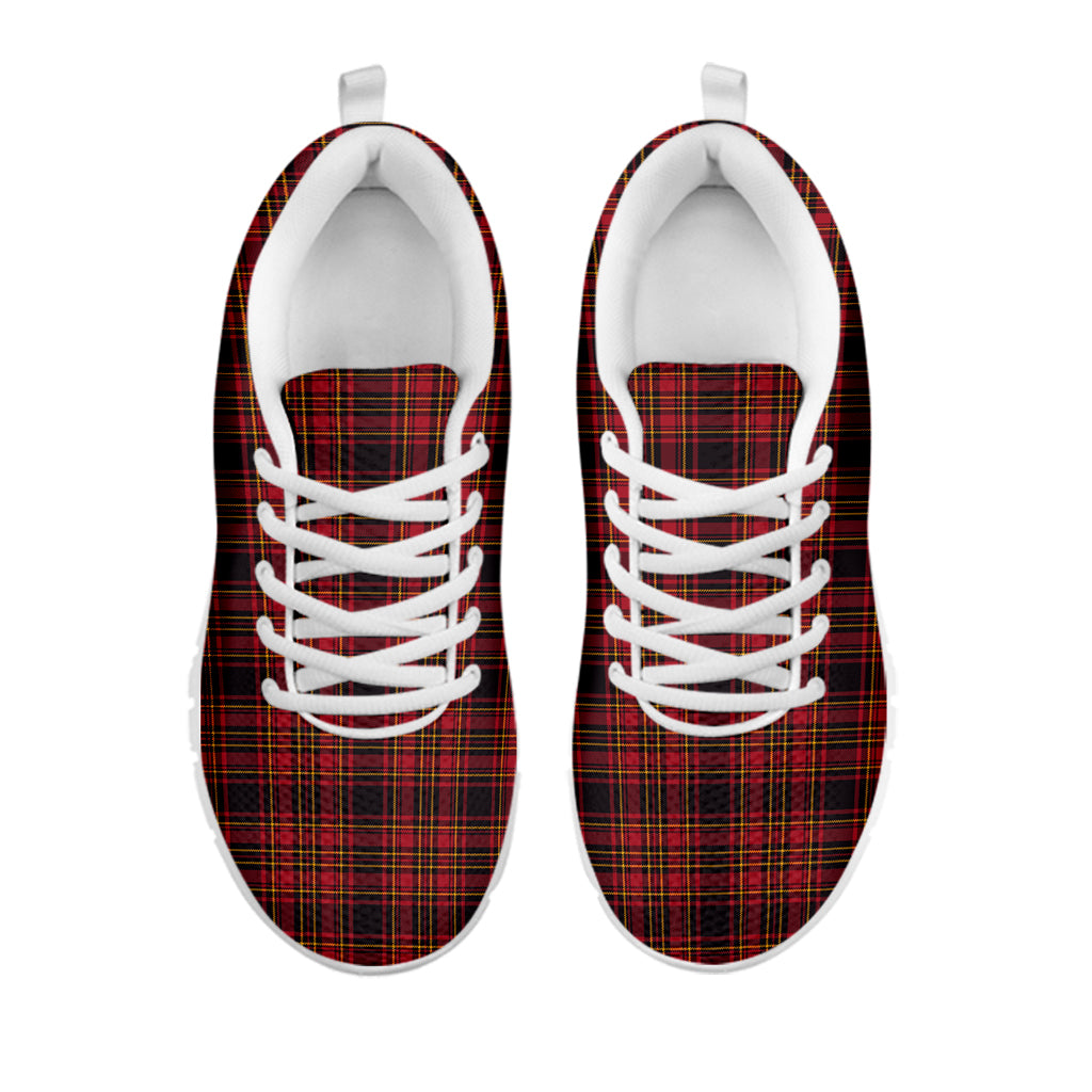 Red And Yellow Tartan Pattern Print White Sneakers