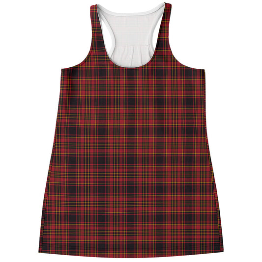 Red And Yellow Tartan Pattern Print Women's Racerback Tank Top