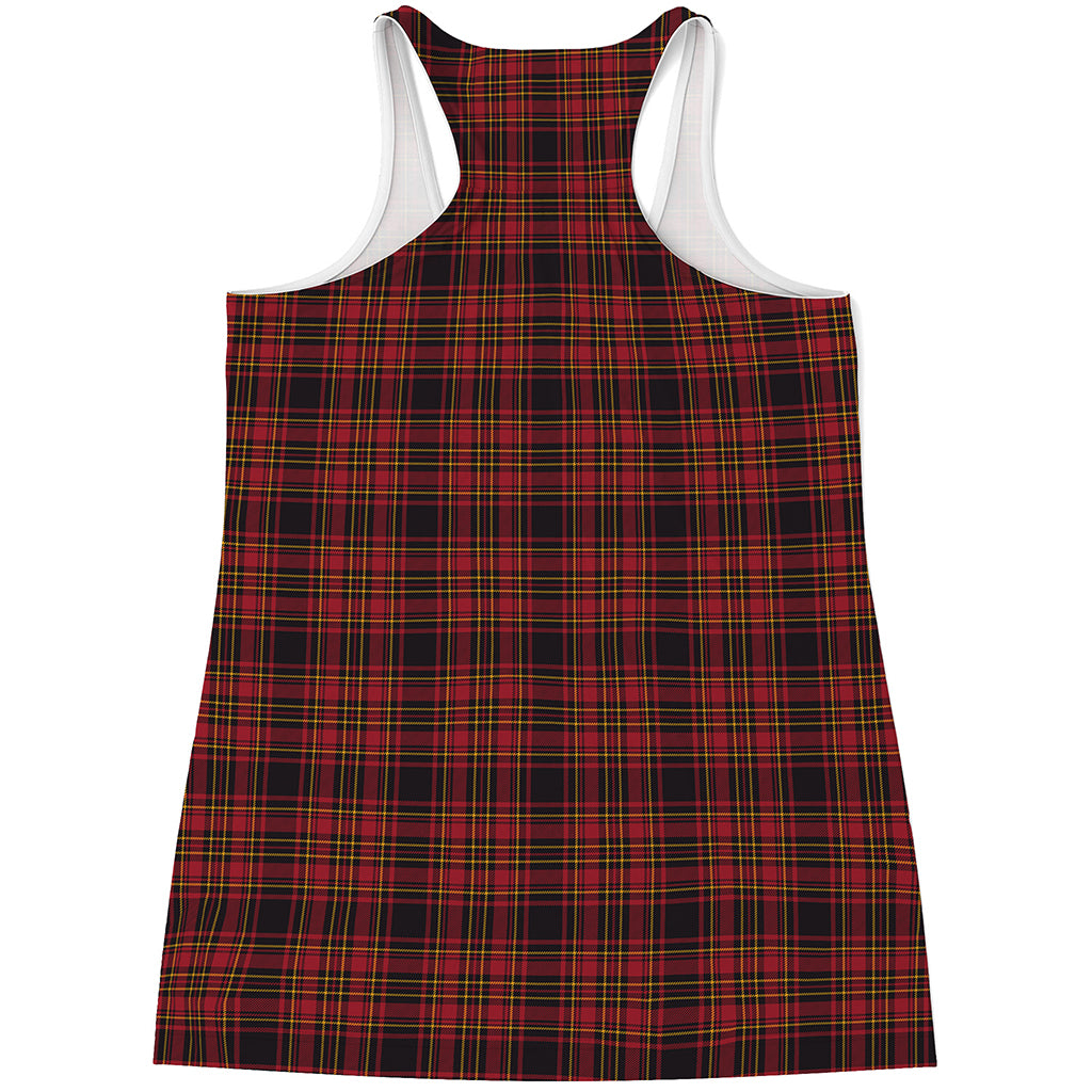 Red And Yellow Tartan Pattern Print Women's Racerback Tank Top