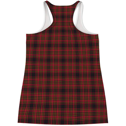 Red And Yellow Tartan Pattern Print Women's Racerback Tank Top