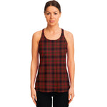Red And Yellow Tartan Pattern Print Women's Racerback Tank Top
