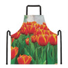 Red And Yellow Tulip Print Apron