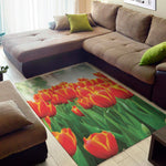 Red And Yellow Tulip Print Area Rug