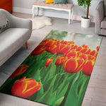 Red And Yellow Tulip Print Area Rug