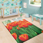 Red And Yellow Tulip Print Area Rug