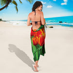 Red And Yellow Tulip Print Beach Sarong Wrap