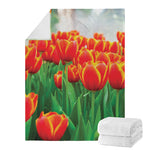 Red And Yellow Tulip Print Blanket