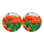 Red And Yellow Tulip Print Car Coasters