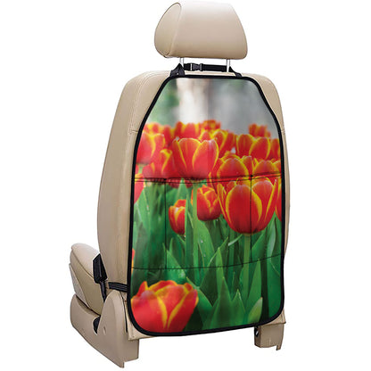 Red And Yellow Tulip Print Car Seat Organizers
