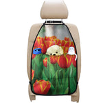 Red And Yellow Tulip Print Car Seat Organizers