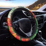 Red And Yellow Tulip Print Car Steering Wheel Cover