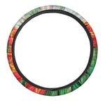 Red And Yellow Tulip Print Car Steering Wheel Cover