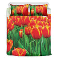 Red And Yellow Tulip Print Duvet Cover Bedding Set
