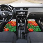 Red And Yellow Tulip Print Front and Back Car Floor Mats