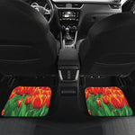 Red And Yellow Tulip Print Front and Back Car Floor Mats