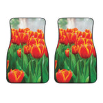 Red And Yellow Tulip Print Front Car Floor Mats