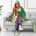 Red And Yellow Tulip Print Hooded Blanket