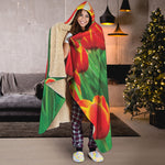 Red And Yellow Tulip Print Hooded Blanket