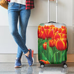 Red And Yellow Tulip Print Luggage Cover