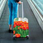 Red And Yellow Tulip Print Luggage Cover