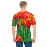 Red And Yellow Tulip Print Men's T-Shirt