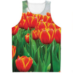 Red And Yellow Tulip Print Men's Tank Top