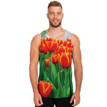 Red And Yellow Tulip Print Men's Tank Top