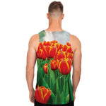 Red And Yellow Tulip Print Men's Tank Top