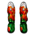 Red And Yellow Tulip Print Muay Thai Shin Guards