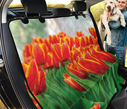 Red And Yellow Tulip Print Pet Car Back Seat Cover