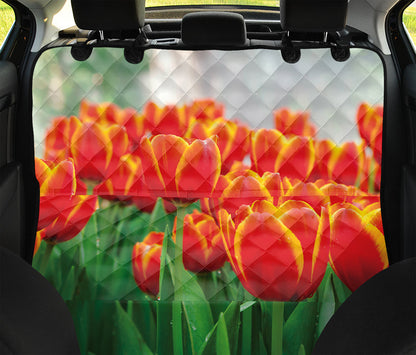 Red And Yellow Tulip Print Pet Car Back Seat Cover