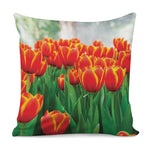 Red And Yellow Tulip Print Pillow Cover