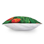 Red And Yellow Tulip Print Pillow Cover