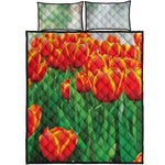Red And Yellow Tulip Print Quilt Bed Set