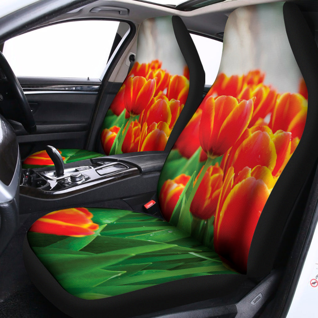 Red And Yellow Tulip Print Universal Fit Car Seat Covers