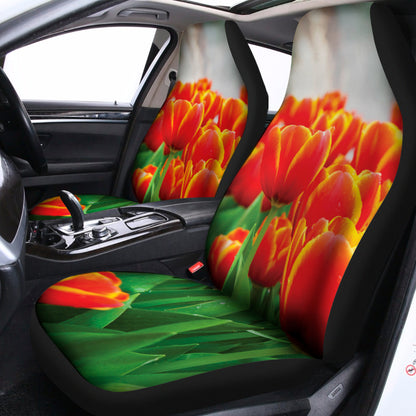 Red And Yellow Tulip Print Universal Fit Car Seat Covers