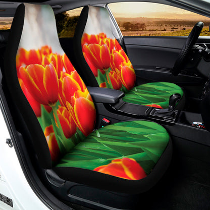 Red And Yellow Tulip Print Universal Fit Car Seat Covers